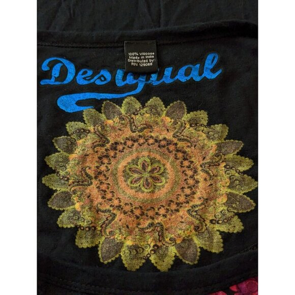 Desigual Womens Short Sleeve Tunic T Shirt Top Size S Artsy Art To Wear Longline - Picture 5 of 7